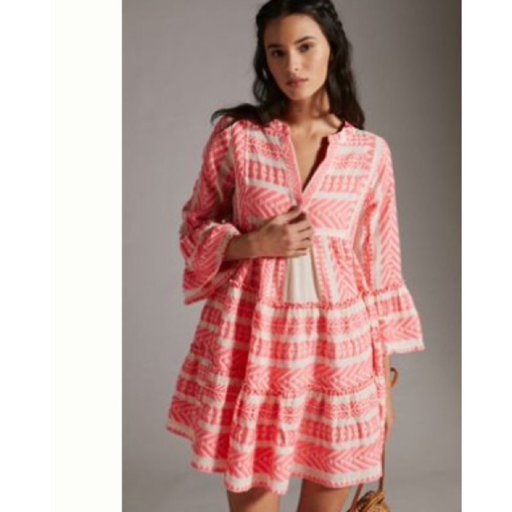 NWT Devotional Twins Pink and White Patterned Greek Dress